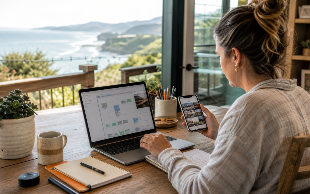 Small business owner creating a social media marketing plan
